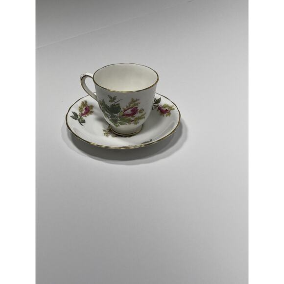Vintage Royal Chelsea Fine Bone China England Moss Rose Demitasse Teacup Saucer - Picture 10 of 10